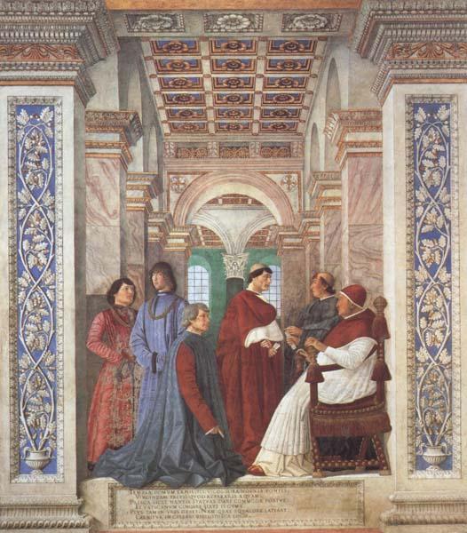 Melozzo da Forli Pope Sixtus IV appoints Platina as Prefect of the Vatican Library (mk45) oil painting image